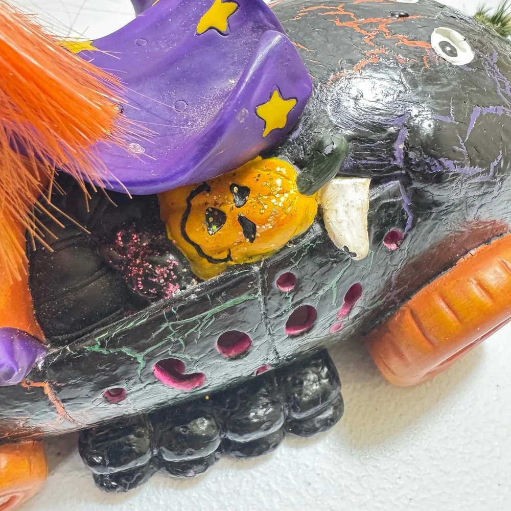 vintage 1990 Enesco ceramic Halloween witch‎ light-up car collectible Untested